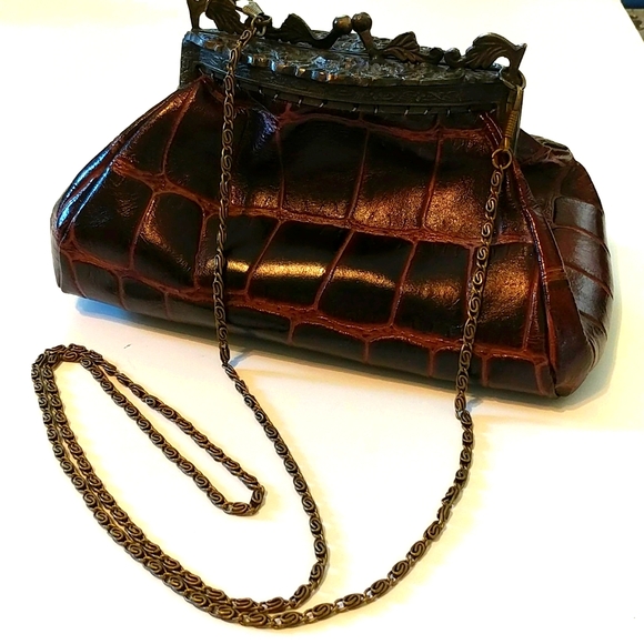 Browns Couture Leather Crossbody Clutch Purse - Picture 8 of 13